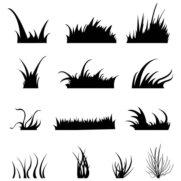 Siyah çim siluetleri kümesi — Stok Vektör