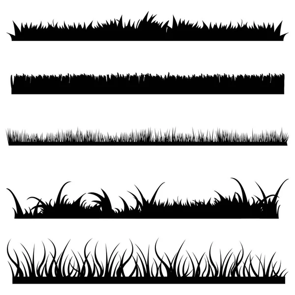 Set von schwarzen Grassilhouetten — Stockvektor