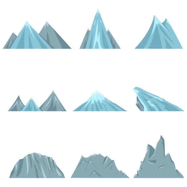 Set of mounts with hills and mountain ranges Royalty Free Stock Vectors