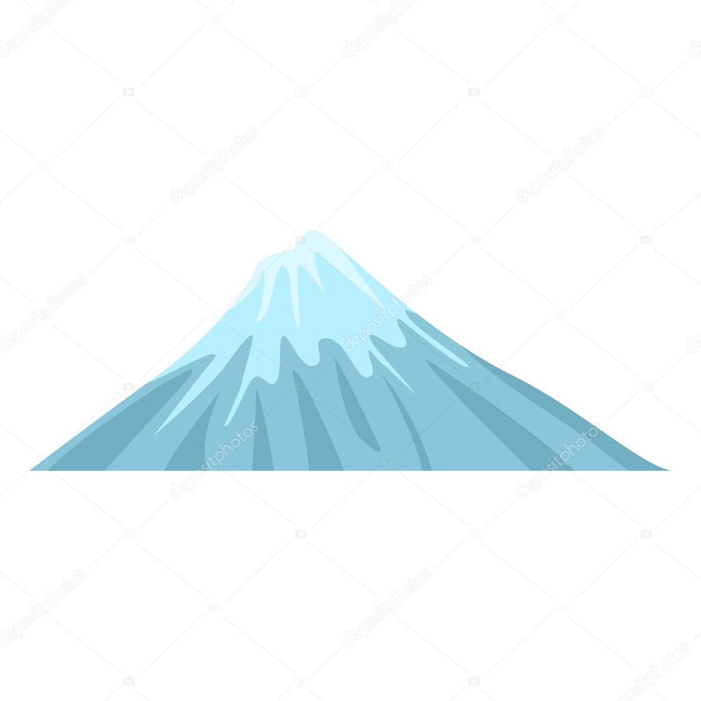 Doodle mountain with snow cap isolated on white background, winter expedition concept