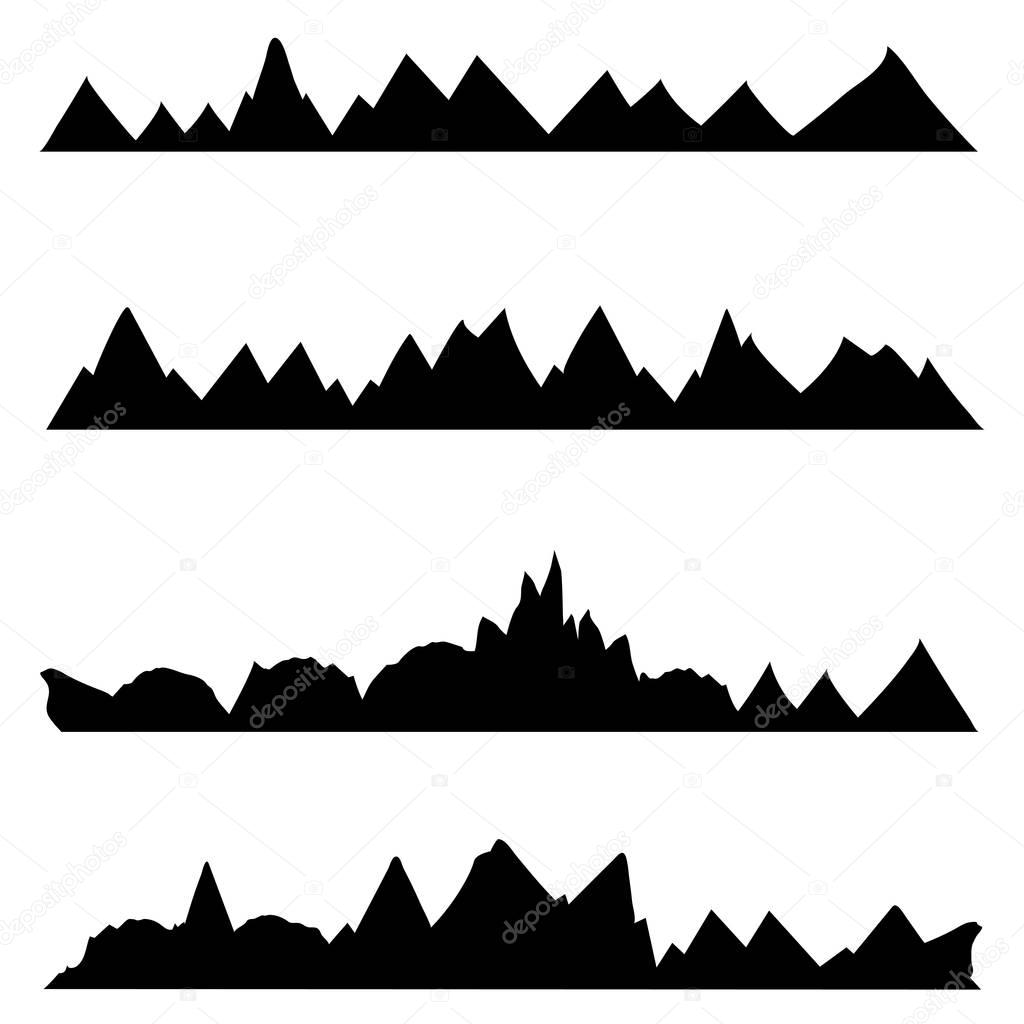 set of doodle chains of mountains