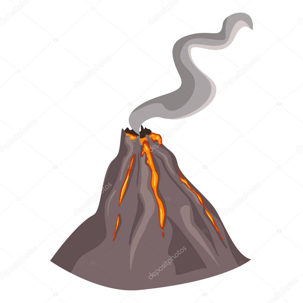 Doodle  erupting Volcano isolated on white background