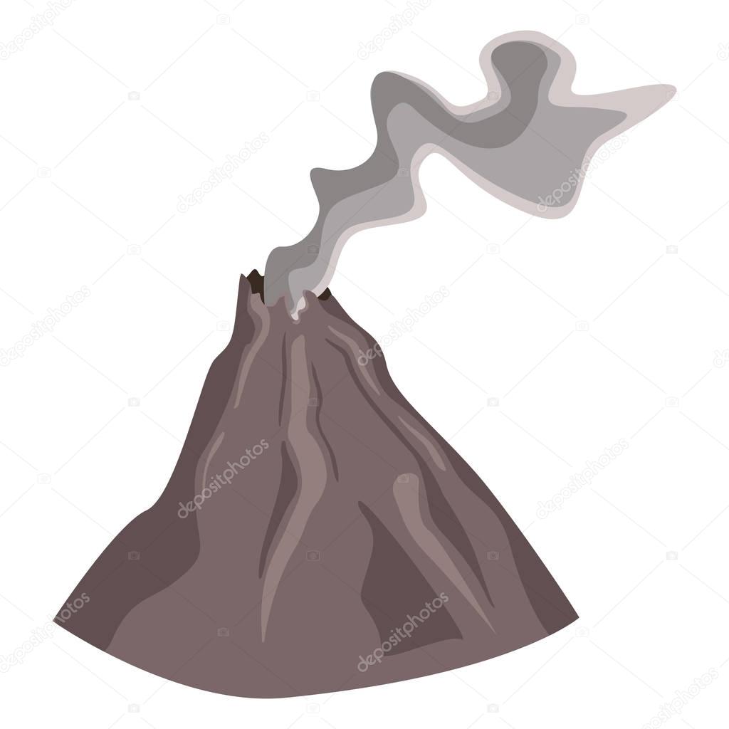 Doodle volcano after Eruption isolated on white background
