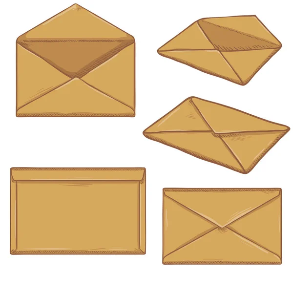 Набор карикатурных коричневых конвертов — стоковый вектор