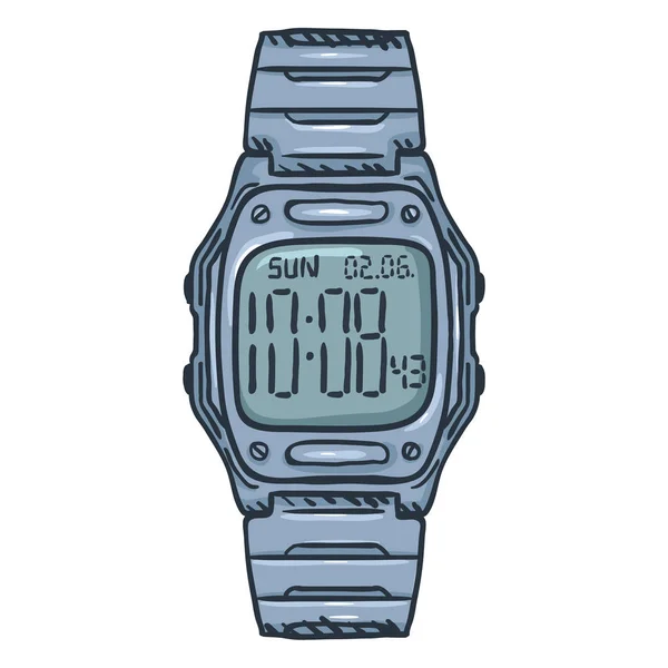 Reloj de pulsera digital clásico de dibujos animados — Archivo Imágenes Vectoriales