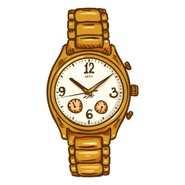 Classic golden male wristwatch — Stock Vector