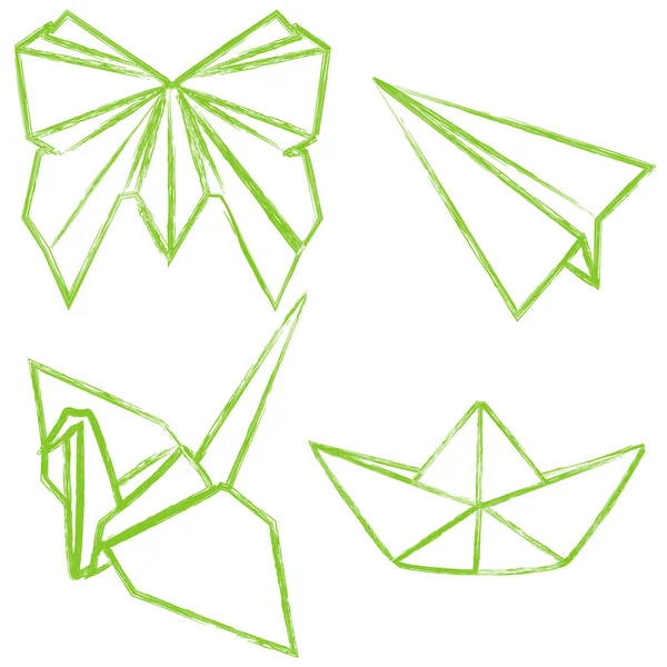 Uppsättning av krita origami konst — Stock vektor