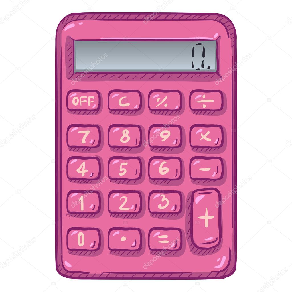 Pink cartoon calculator 