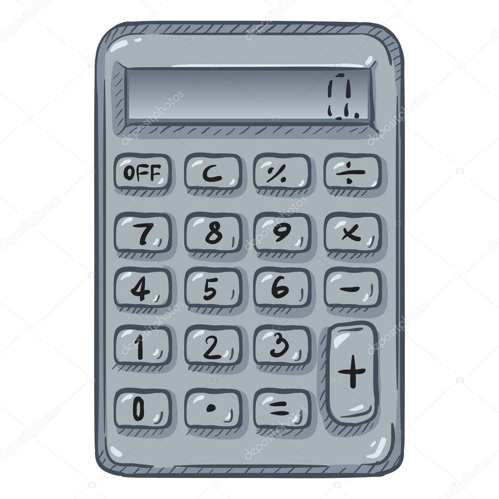Gray cartoon calculator