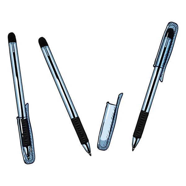 Cartoon set of ballpoint pens — Stock Vector