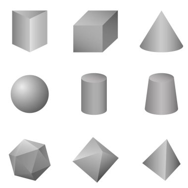 Gri degrade geometrik şekiller kümesi