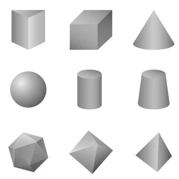 Conjunto de formas geométricas de gradiente cinza —  Vetores de Stock