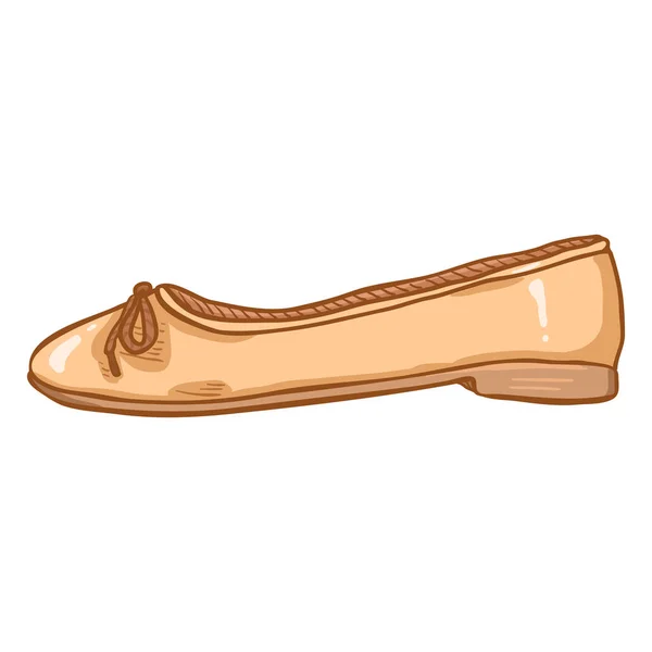 Beige gamuza femenina Ballet plano — Vector de stock