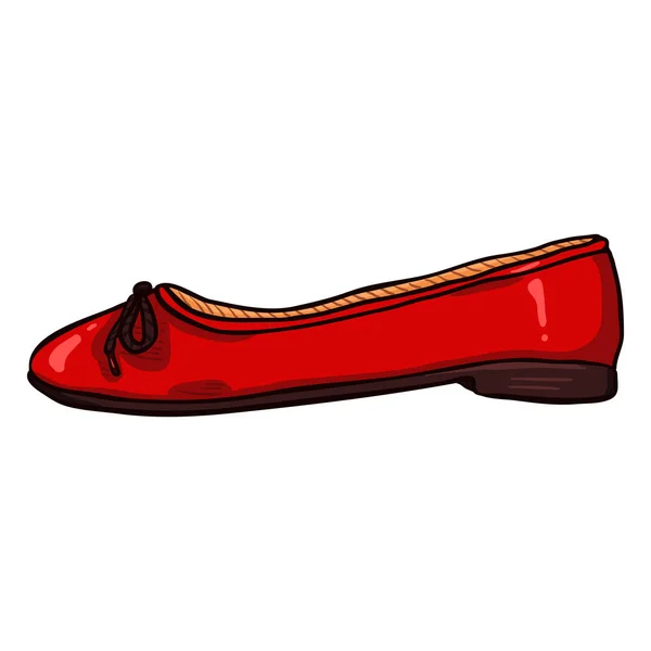 Dibujos animados rojo femenino Ballet plano — Vector de stock