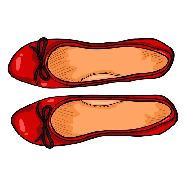 Dibujos animados femenino rojo Ballet Pisos — Vector de stock