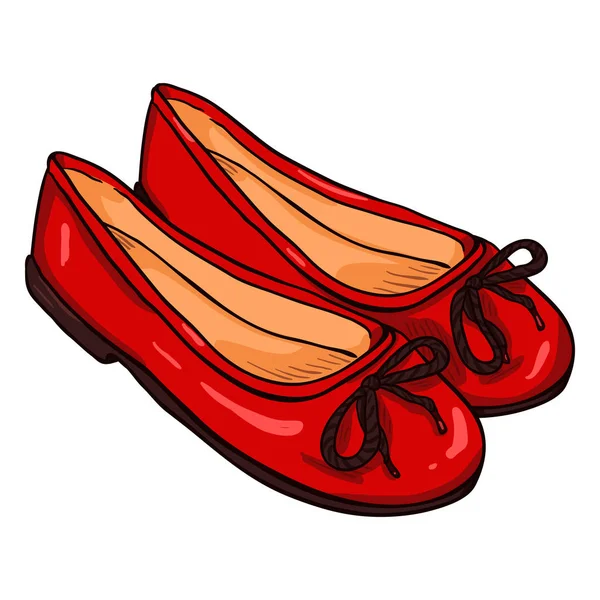Dibujos animados femenino rojo Ballet Pisos — Vector de stock