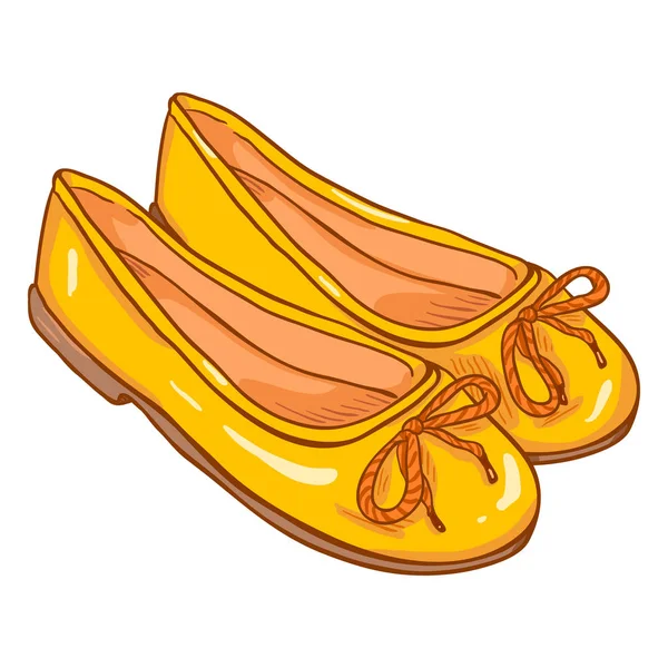 Dibujos animados hembra amarillo Ballet Pisos — Vector de stock