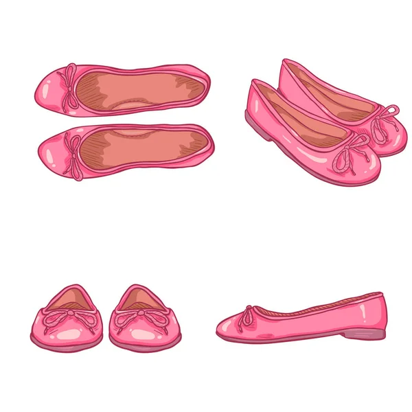 Cartoon female pink Ballet Flats — Stock Vector