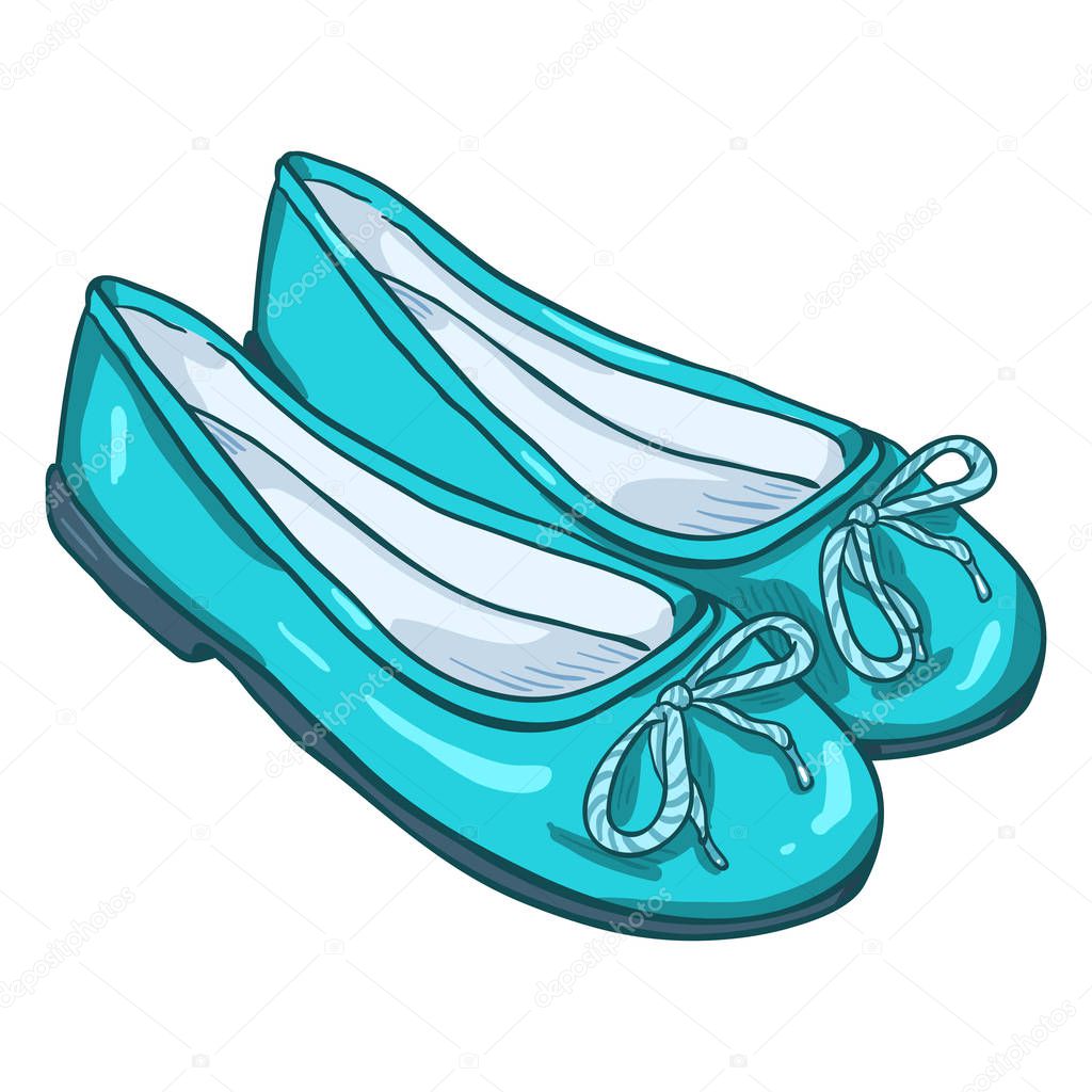 cartoon female turquoise Ballet Flats