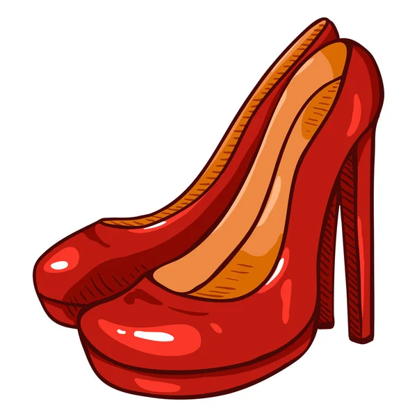 Piros női magas sarkú cipő — Stock Vector