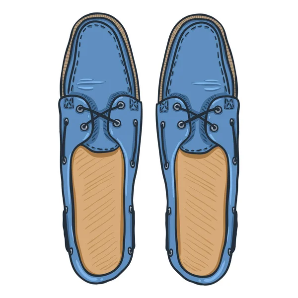Zapatos masculinos azules con cordones de zapatos — Vector de stock