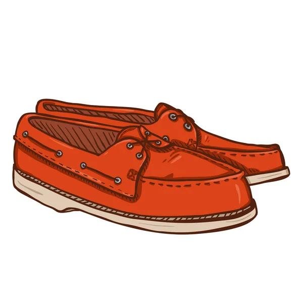 Par de zapatos masculinos rojos con cordones de zapatos — Vector de stock