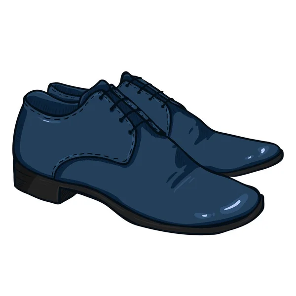 Par de sapatos masculinos de couro azul —  Vetores de Stock