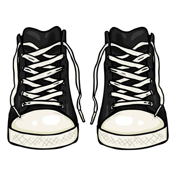 Nero scarpe da ginnastica casual — Vettoriale Stock