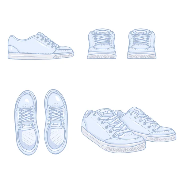 Juego de zapatos para patinadores de dibujos animados . — Vector de stock