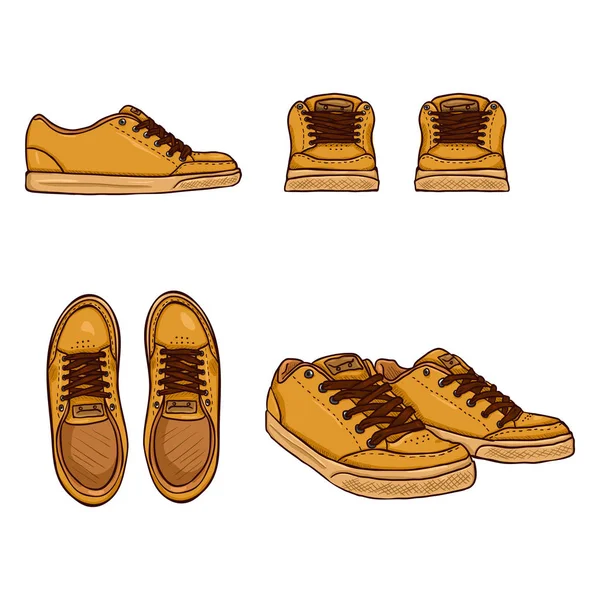 Conjunto de desenhos animados patinadores sapatos . — Vetor de Stock