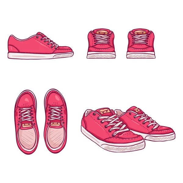 Conjunto de desenhos animados patinadores sapatos . — Vetor de Stock