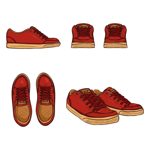 Juego de zapatos para patinadores de dibujos animados . — Vector de stock