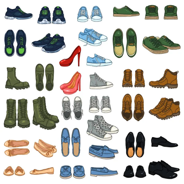 Dibujos animados zapatos de color artículos . — Vector de stock