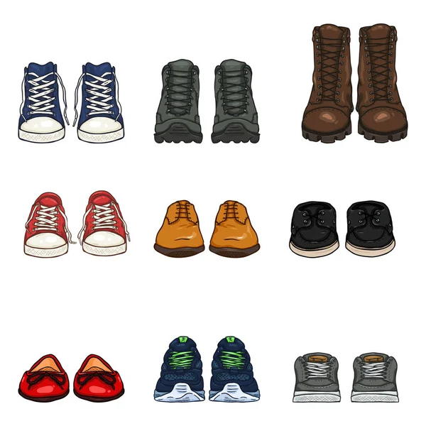 Conjunto de desenhos animados cor sapatos Itens —  Vetores de Stock