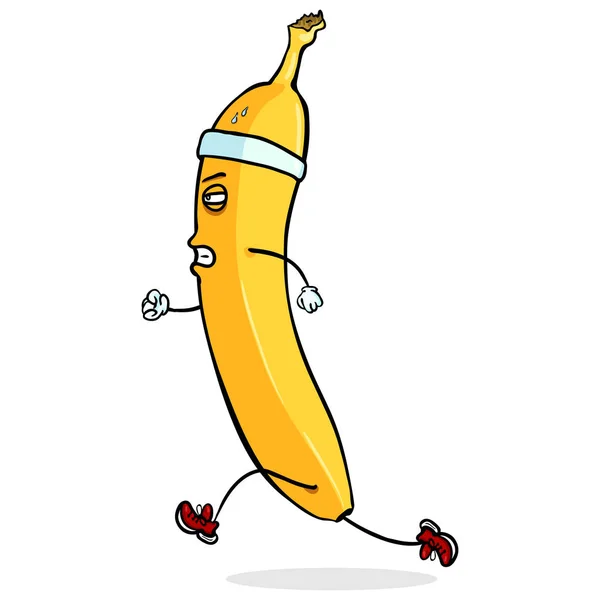 Rajzfilmfigura - futás banán — Stock Vector