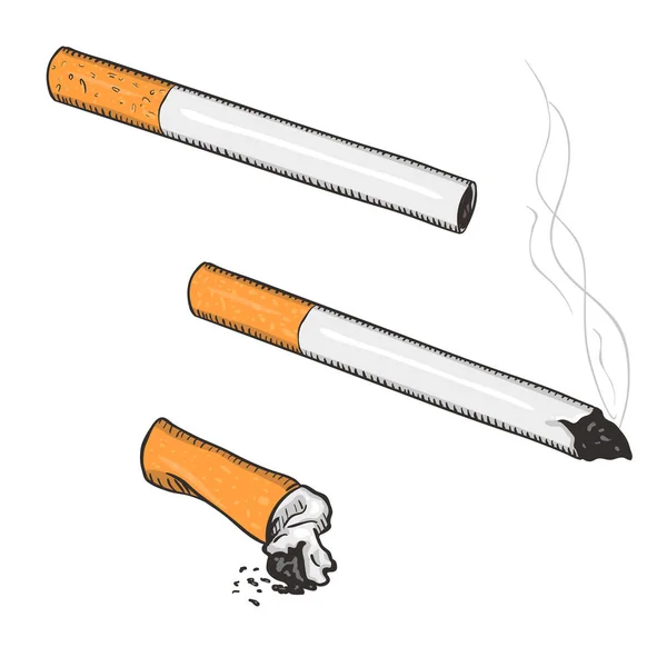 Vector Cartoon Set of Cigarettes with Filter — Stock Vector