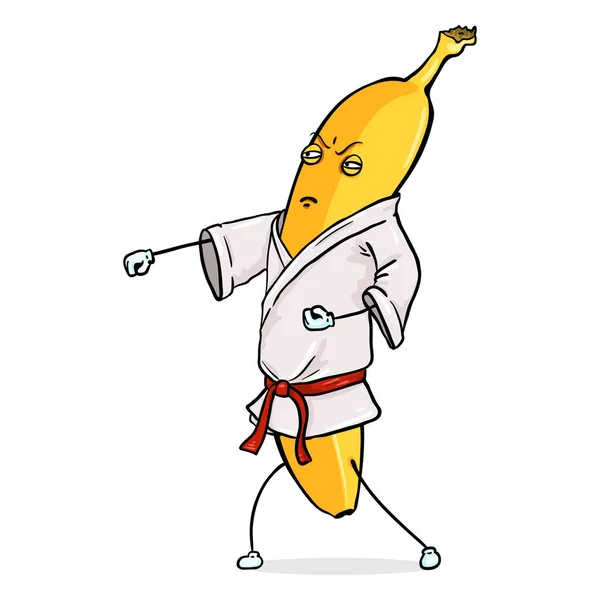 Caractère vectoriel de bande dessinée - Karaté banane — Image vectorielle