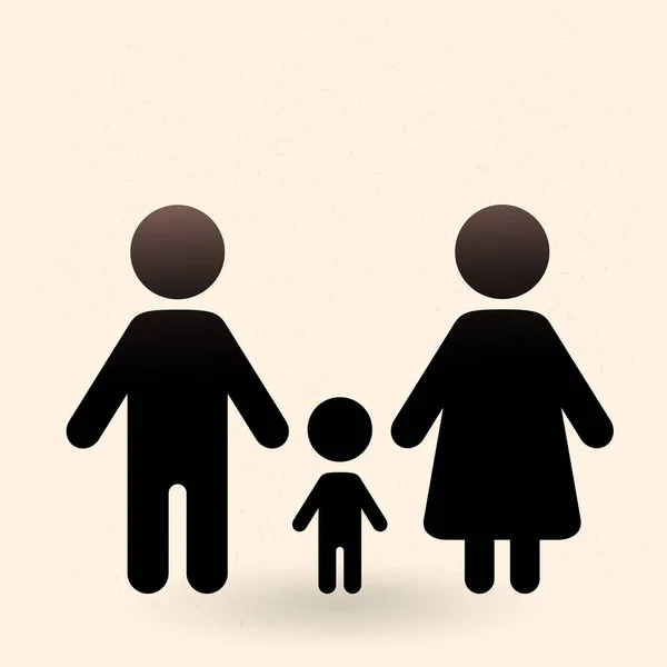 Black Silhouette Family Icon — Stock Vector