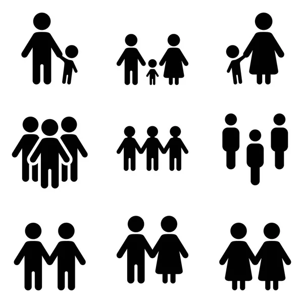 Ensemble d'icônes de groupe social de personnes . — Image vectorielle