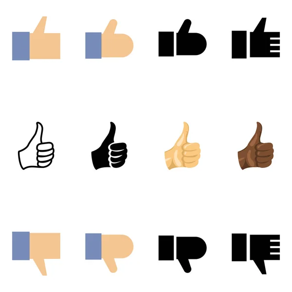 Set van verschillende duim omhoog pictogrammen — Stockvector