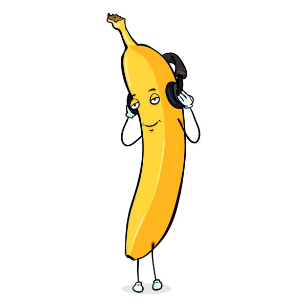 Personaje Banana con Auriculares — Vector de stock