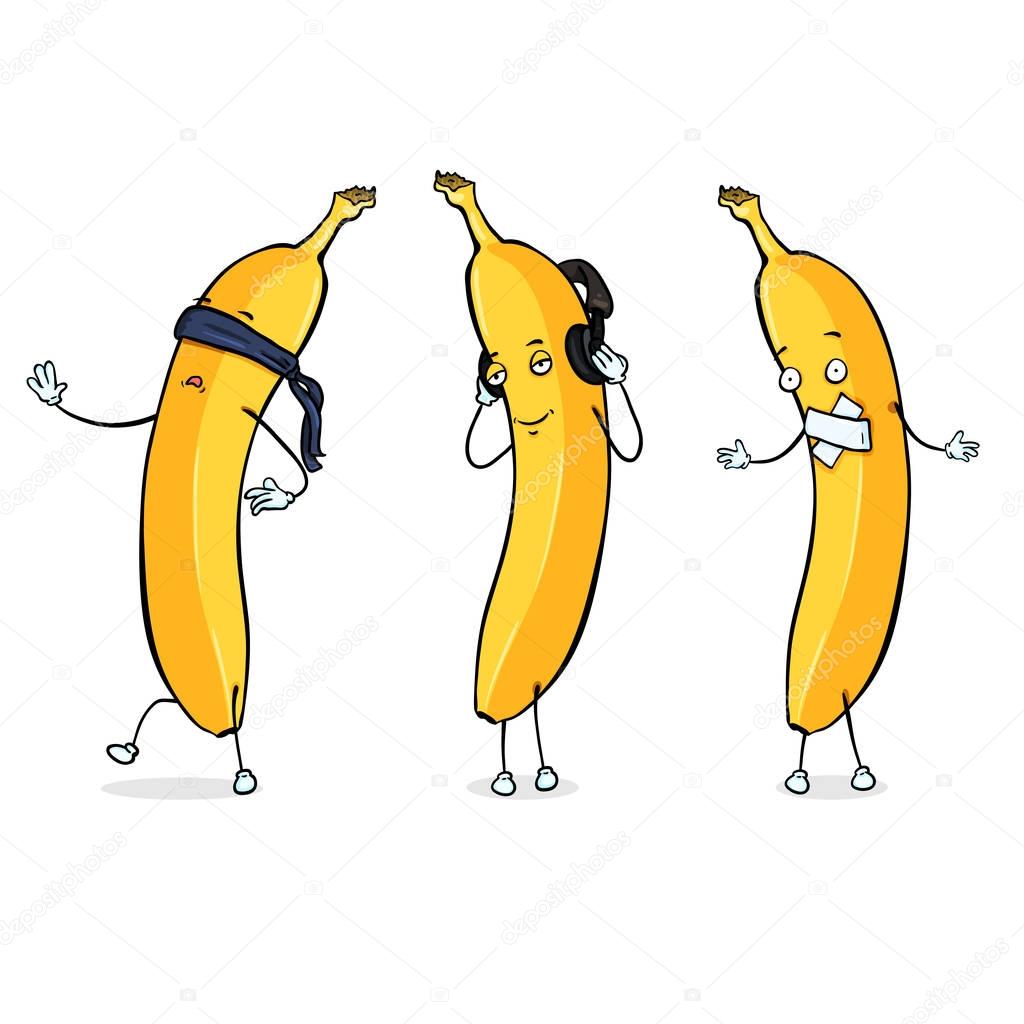 Banana Character - Blind, Deaf and Mute.