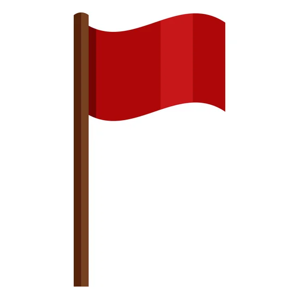 Red Flag on Brown Wodden Flagpole — Stock Vector