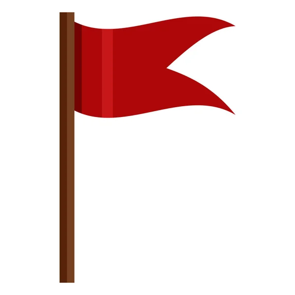 Bandiera rossa sul palo della bandiera marrone Wodden — Vettoriale Stock