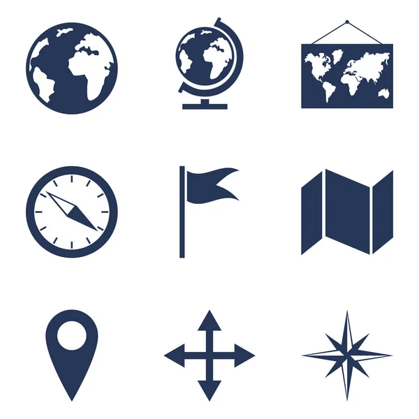 Conjunto de ícones geográficos —  Vetores de Stock