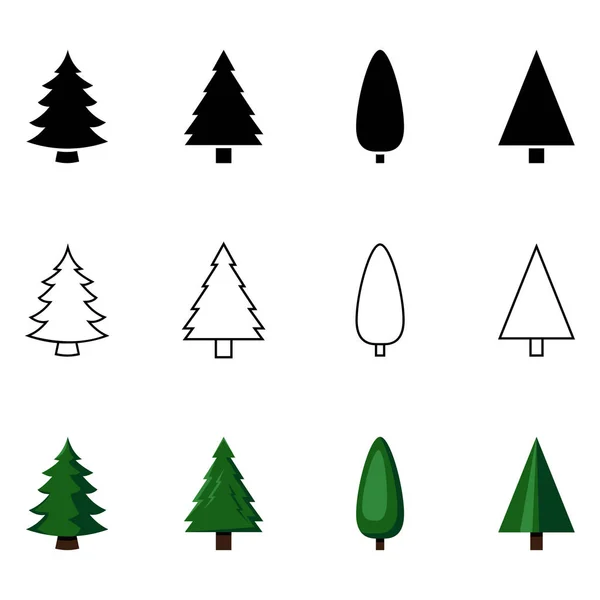 Sada ikon Pine Tree — Stockový vektor