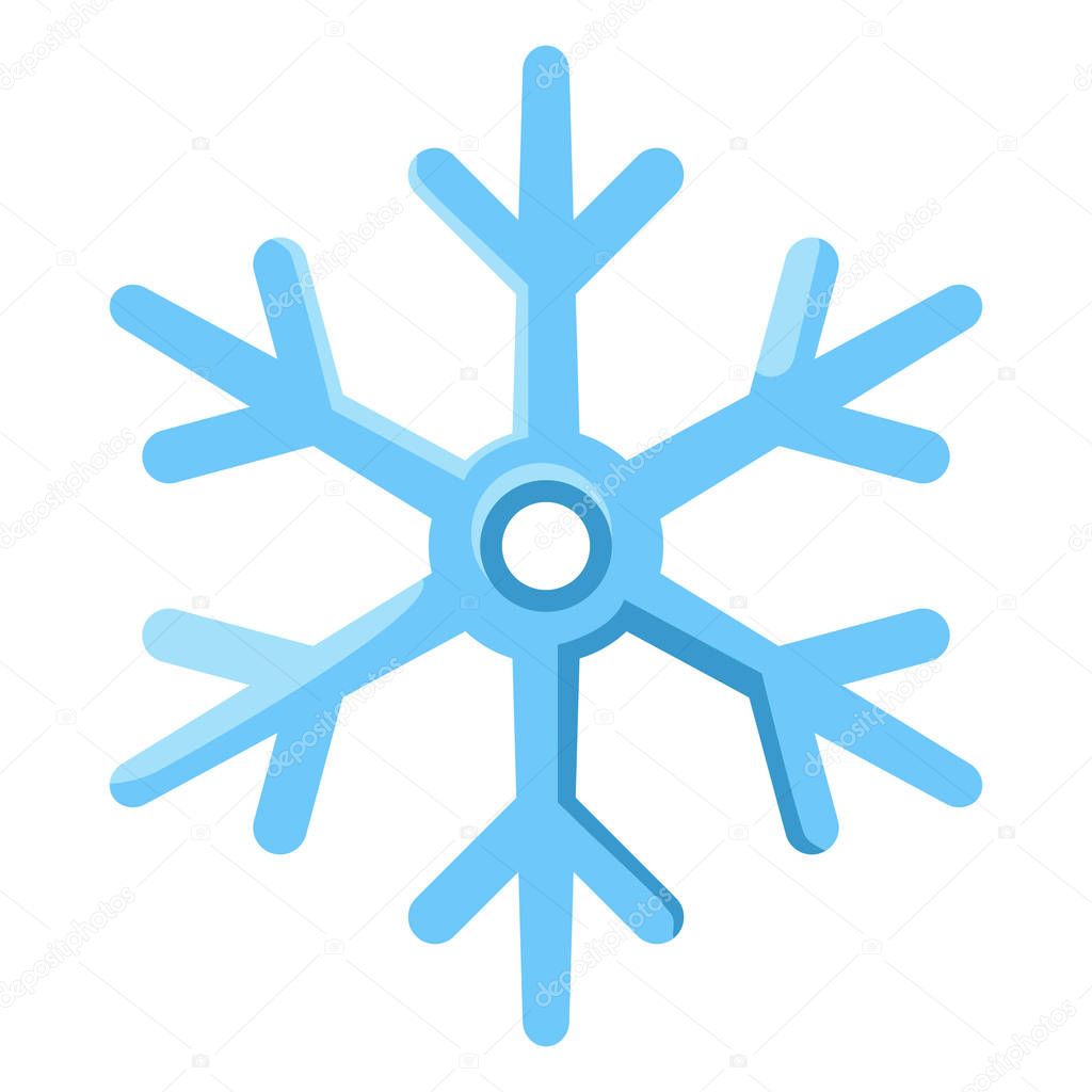 Vector Single Blue Icon - Abstract Decoration Snowflake Symbol