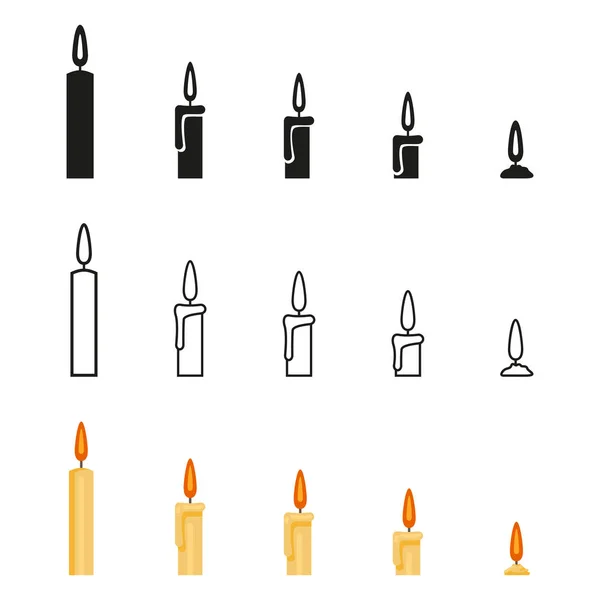 Set di icone di candela — Vettoriale Stock