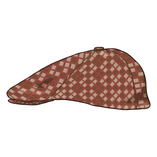 Vector Single Retro Tweed Cap. Old Fashioned Style Cabeça desgaste . — Vetor de Stock