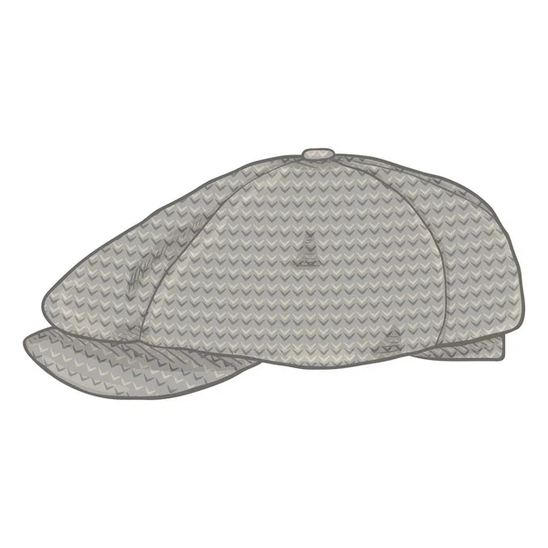 Vector Single Retro Tweed Cap. Old Fashioned Style Head wear. — Stock Vector